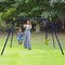3-in-1 Kids Swing Set With U-Swing Glider Gym Rings Adjustable Height Outdoor
